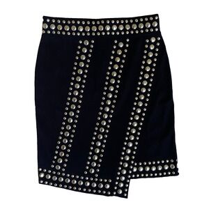 INC Womens‎ Studded Asymmetric Skirt Size PS Black Modern Festival Goth